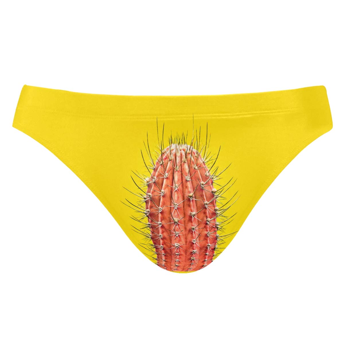 Men Swim Brief Bikini Yellow Funny Cactus Beach Bikini for Men Swim Underwear 2XL