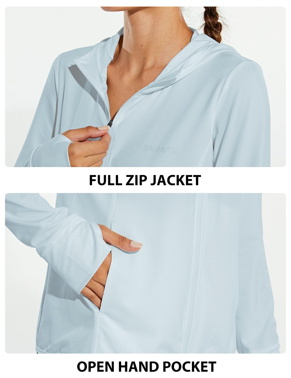 baleaf Women's Sun Protection Hoodie Jacket UPF 50+ Full Zip with Pocket