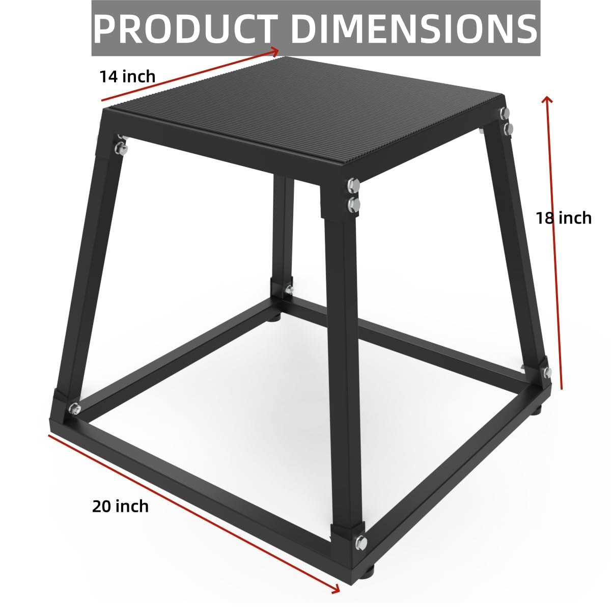 ActiveTrail Plyometric Jump Box, Steel Plyo Platform and Jumping Box, Anti-Slip Exercise Step Up Box for Home Gym Training