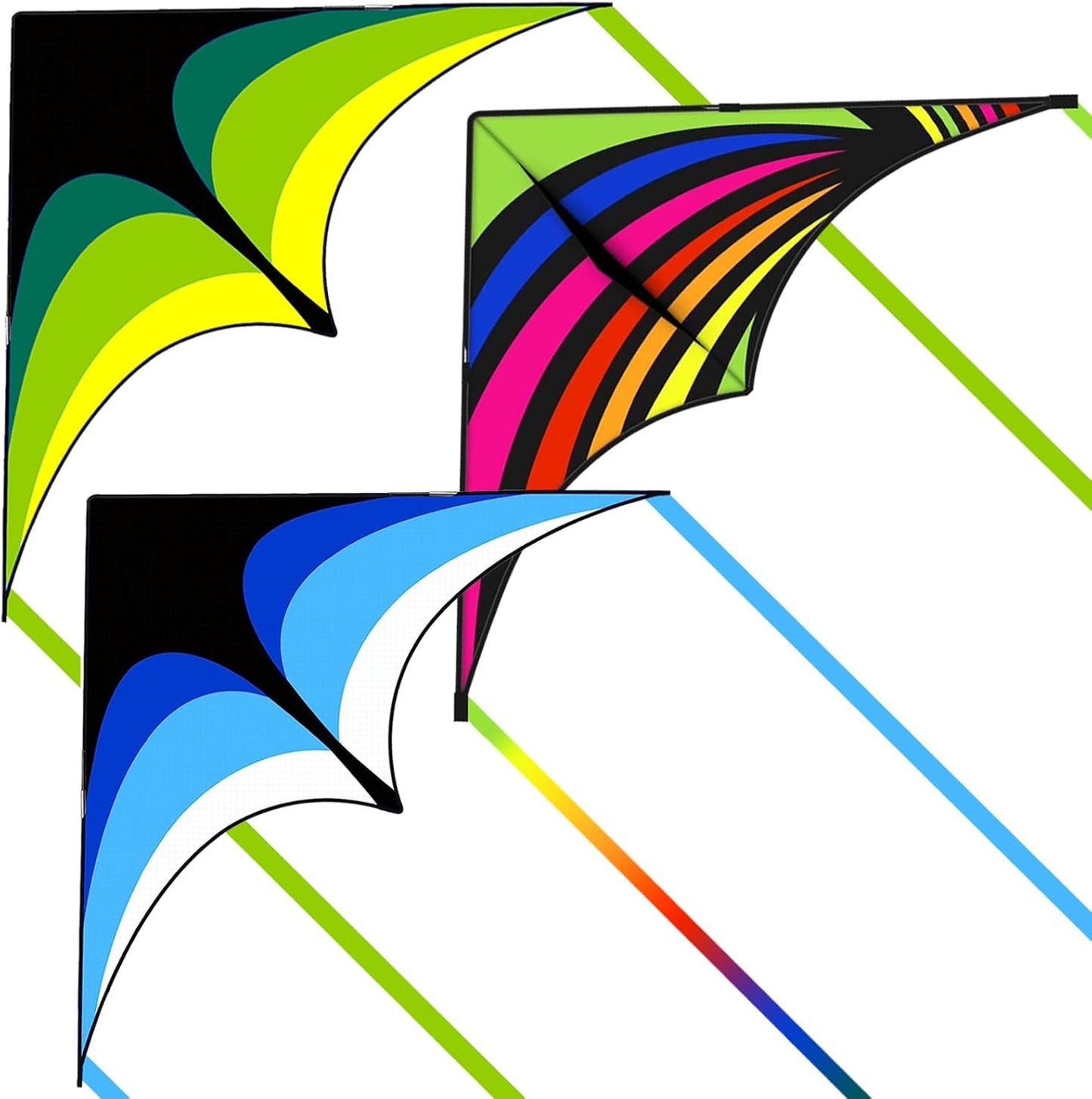 Delta Kite for Kids & Adults - Easy to Fly Colorful Kite for Beach Trips | 300ft String Handle Included
