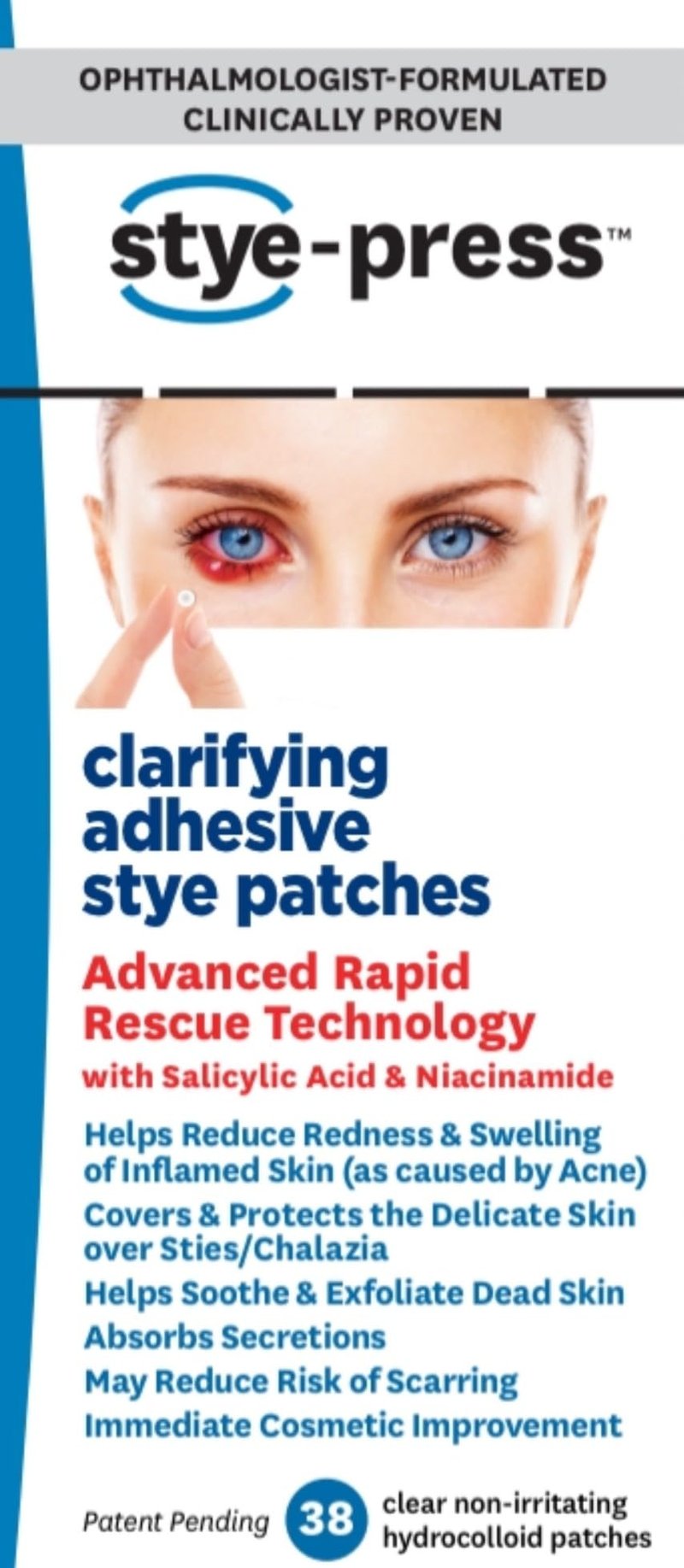Stye-press: Adhesive Hydrocolloid Patches for Styes & Chalazia: Provide immediate Cosmetic Improvement, Help Absorb Secretions, Reduce Redness, Swelling & Prevent Scarring