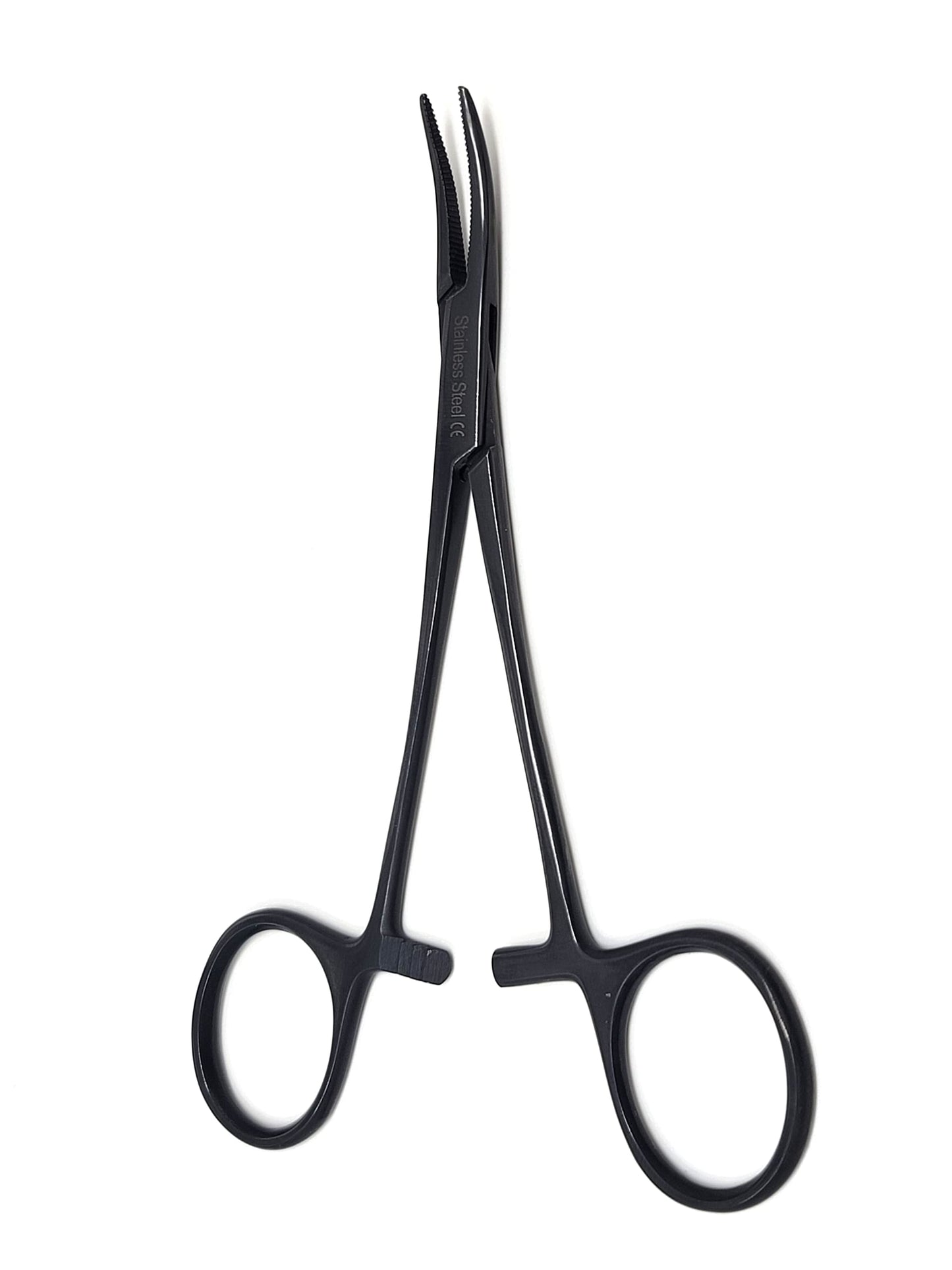 Hemostat Locking Forceps 5" Curved with Full Serrated Jaws Ideal for Clamping, Fishing, Firefighters Nurses Doctors + More (Tactical Black)