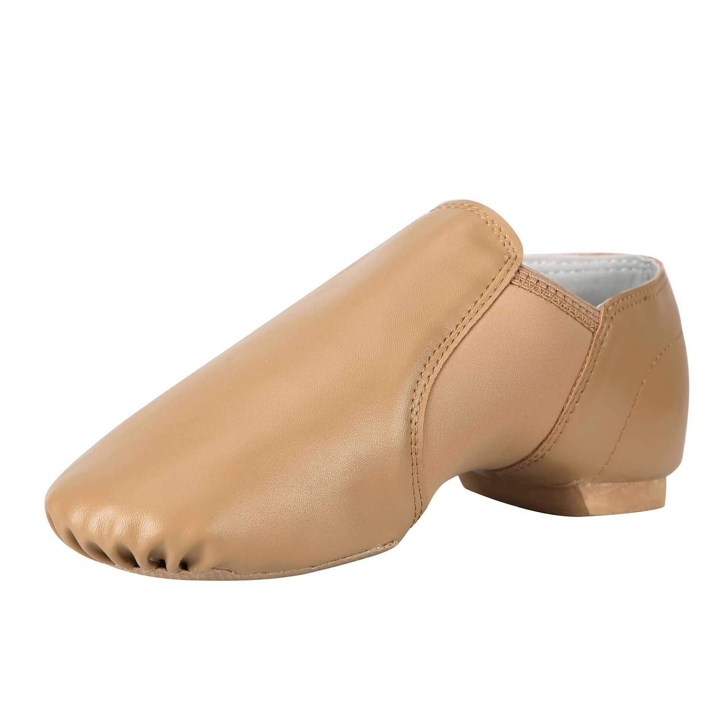 Linodes Unisex 006 PU Leather Upper Slip-on Jazz Shoe for Women and Men's Dance Shoes-Brown 9.5M