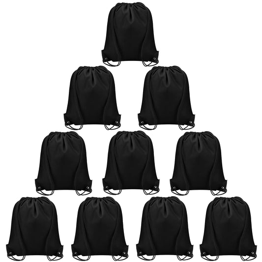 Vorspack Drawstring Backpacks Bulk 10 Pieces String Bags Customized Bags for Party Gym Sport Trip - Black