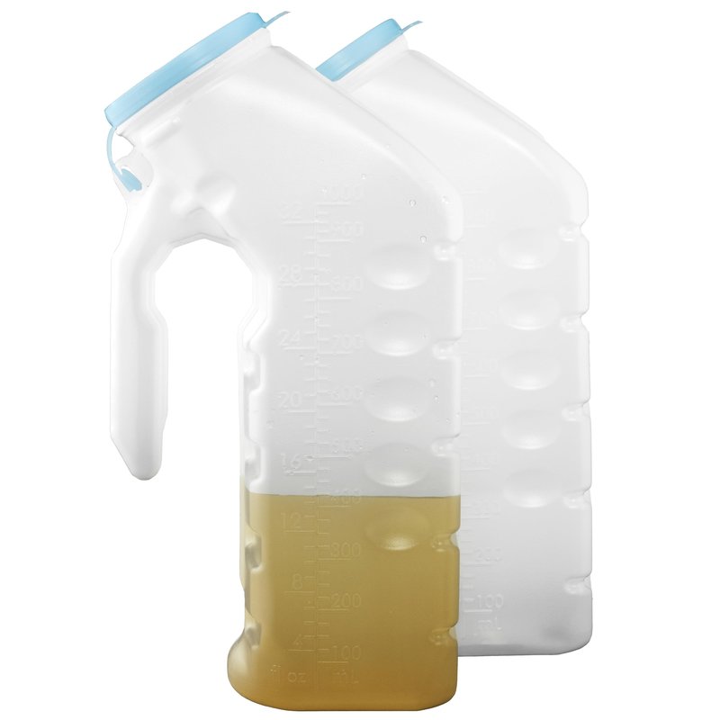 Male Urinal Bottle with 65 Inch Hose and Female Adapter, 2000 mL Portable Spill Proof Urine Container for Bedside, Travel, Elderly, Truck Drivers and Hospital Use