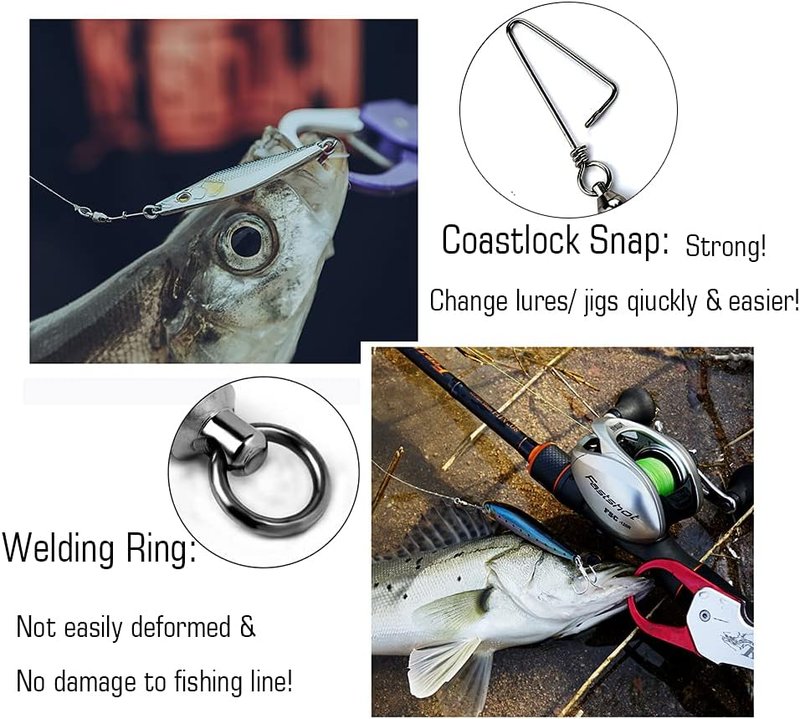 Saltwater Fishing Snap Swivel - High Strength Stainless Steel Connector | Corrosion Resistant, Black Nickel Finish