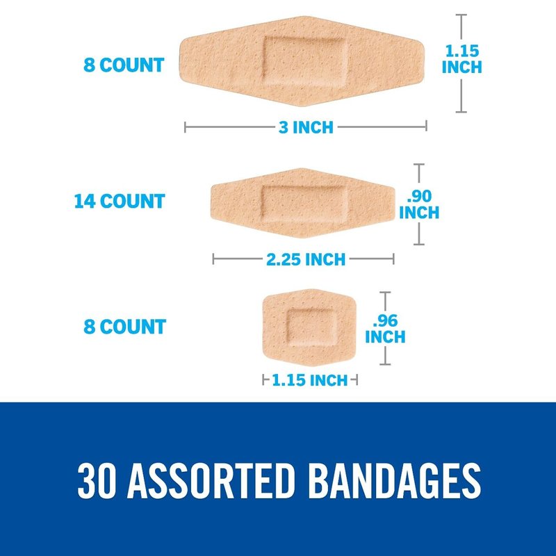 Nexcare Comfort Flexible Fabric Bandage, Latex Free, Assorted Sizes, 30 ct Packages (Pack of 4)