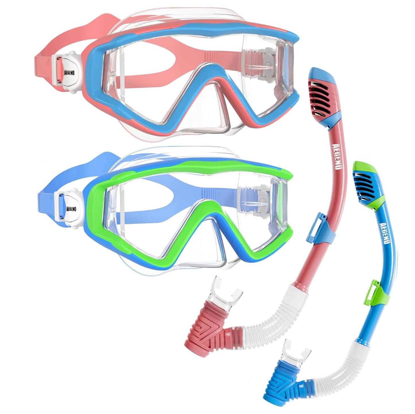 Aegend Snorkeling Gear for Adult Kid - Anti-Fog Mask with Top Dry Valve