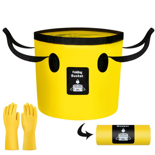 Collapsible Bucket 5 Gallon（20L） UuPi Outdoors Folding Buckets for Camping,Fishing,Travelling,Hiking,Outdoor,Gardening and Car Washing (Yellow)