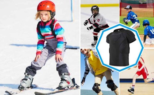 Diamemon Youth Football Practice Jersey Protector Padded Chest Baseball Boys Kids Padded Compression Shirt for Shoulder Heart Guard