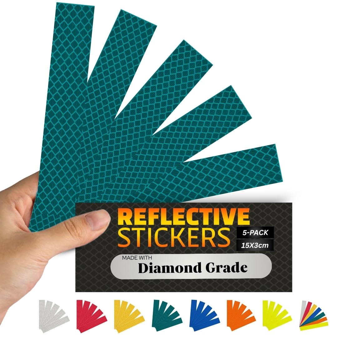 SOLNIT DIN67520 ECE104 Reflective Reflective Tape Film Safety Warning Waterproof Reflex Cars Motorcycles Helmets Bicycles Made with Diamond Grade 5 Pieces, 30mm x 80mm (4097 Green)