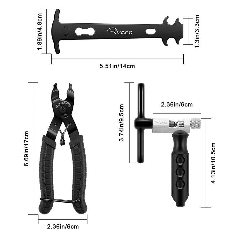 Ryaco Bike Chain Tools Set, Bicycle Link Plier, Chain Cutter, Chain Inspection Caliper Included for 6/7/8/9/10 Speed Chains Link Repair, Professional Tool Kit, Suit for Road Mountain Sports Bike