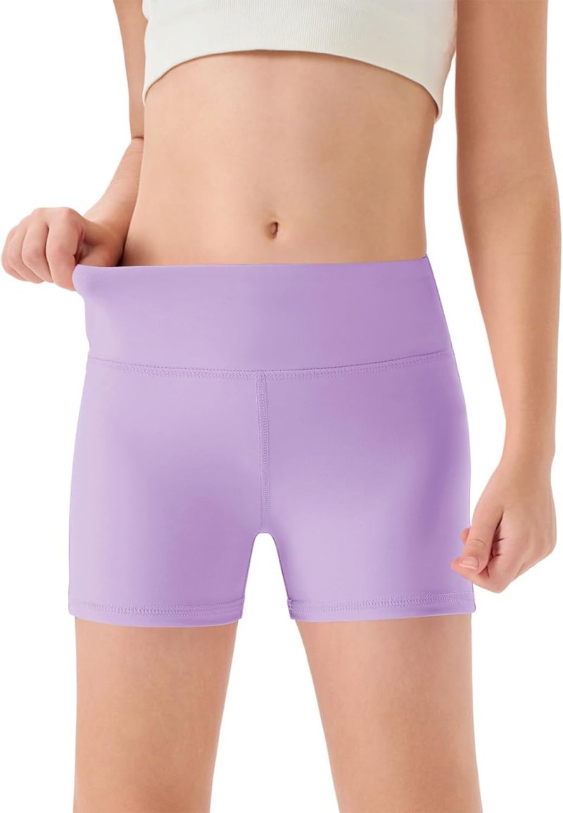 Girls Athletic High-Waisted Yoga Dance Biker Shorts - Comfy Gymnastics Shorts for Ages 5-14