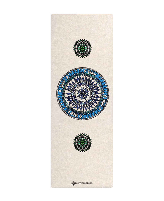 Shakti Warrior Mandala Hemp Yoga mat,Extra Long and Wide,Artist Designed, Premium eco Friendly mats, Non Slip, Great for Regular & Hot Yoga, Pilates and Workouts (84 inchx27 inchx2mm Thick)