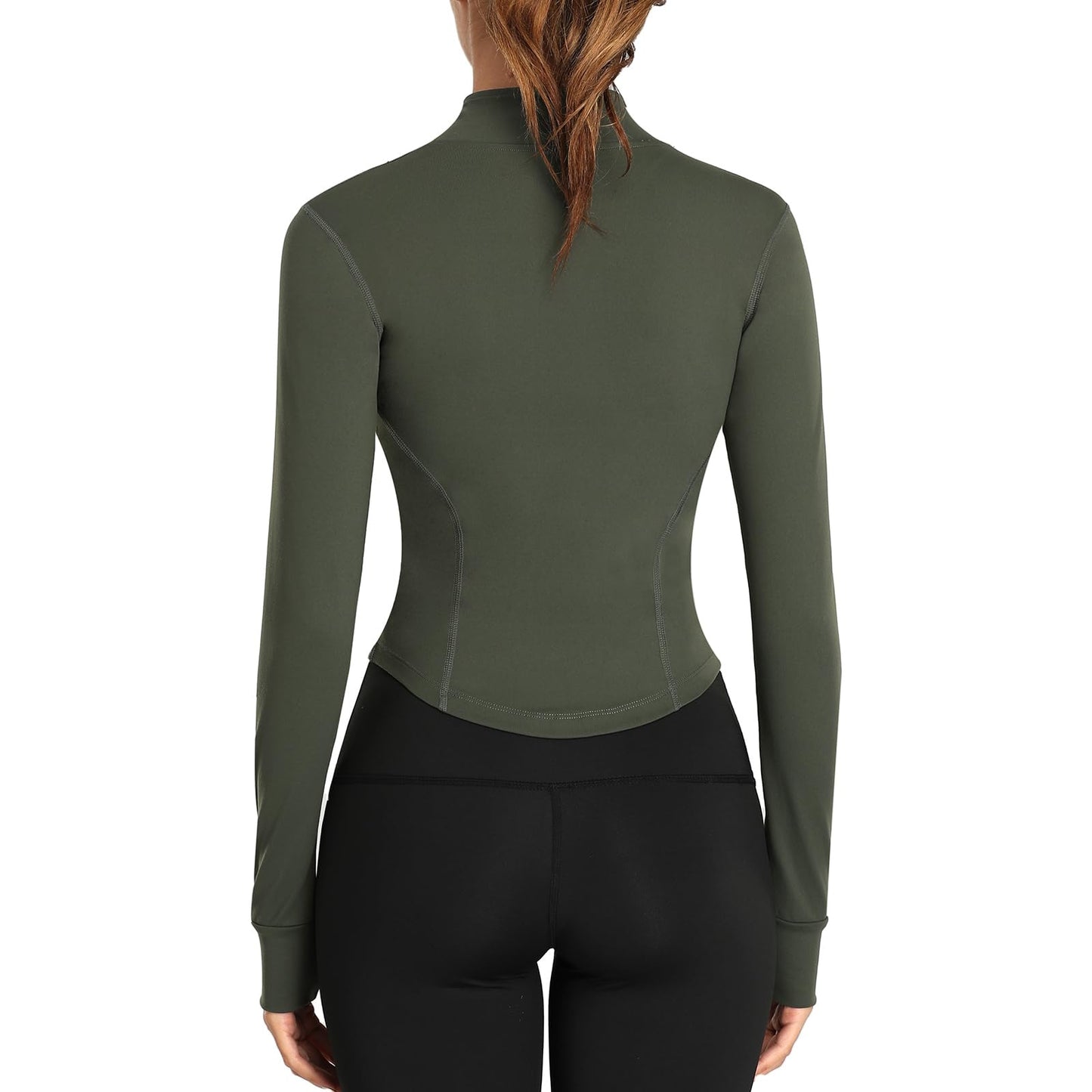 Zyrulix Women's Full Zip Lightweight Running Yoga Slim Fit Cropped Bbl Jacket Workout Sportwear With Thumb Holes