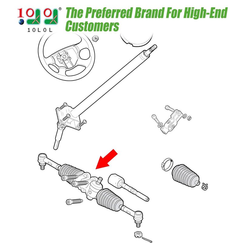 10L0L Steering Rack Assembly for EZGO RXV 2008-up Gas & Electric Golf Carts, OEM# 618329