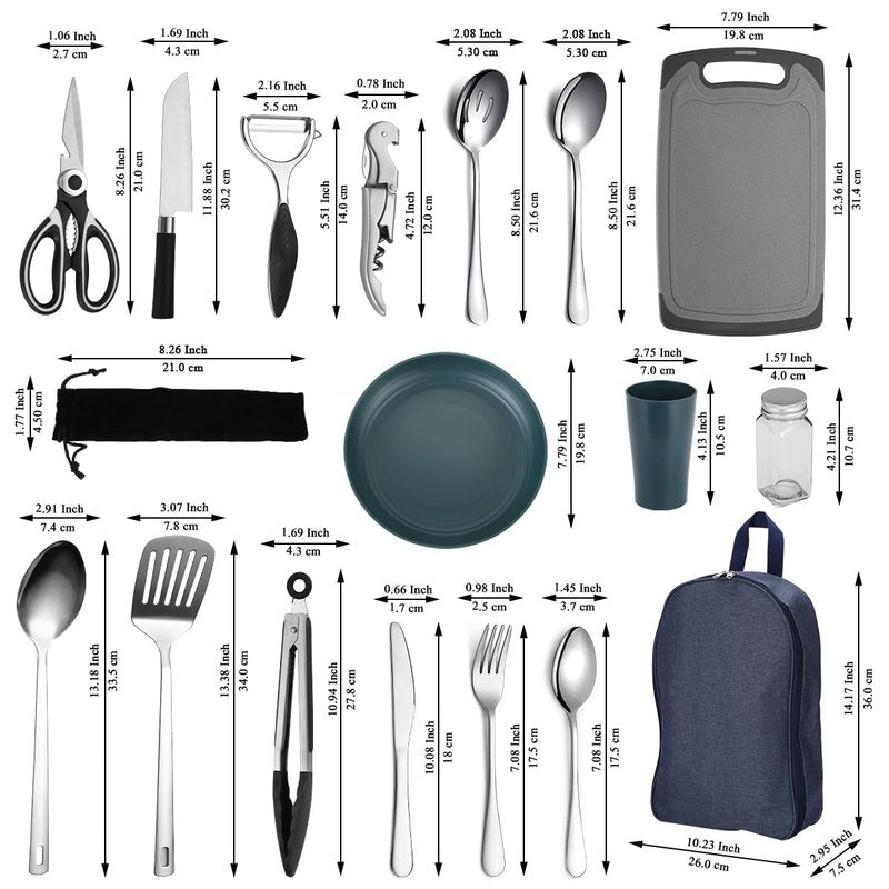 HOMQUEN Camping Essentials Camping Gear Must Haves，Cooking Utensils Set Rv Camping Accessories，Camper Gadgets for Outdoor Hiking Travel Picnic Barbecue Gifts