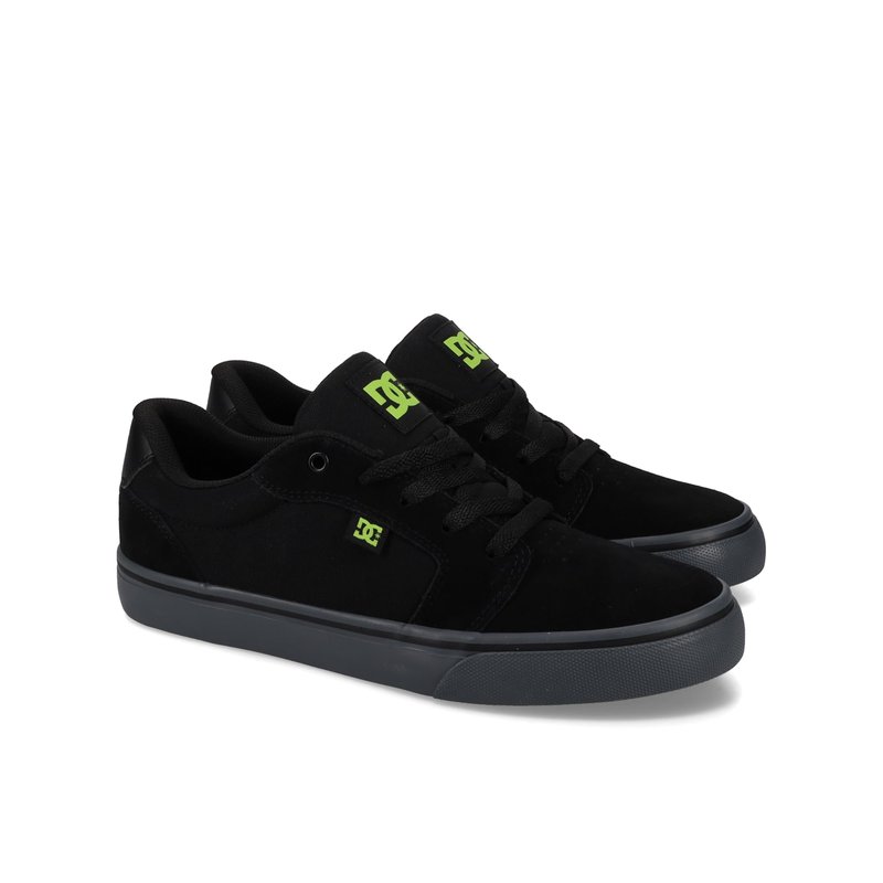 DC Men's Anvil Casual Skate Sneaker, Black/Lime, 11.5