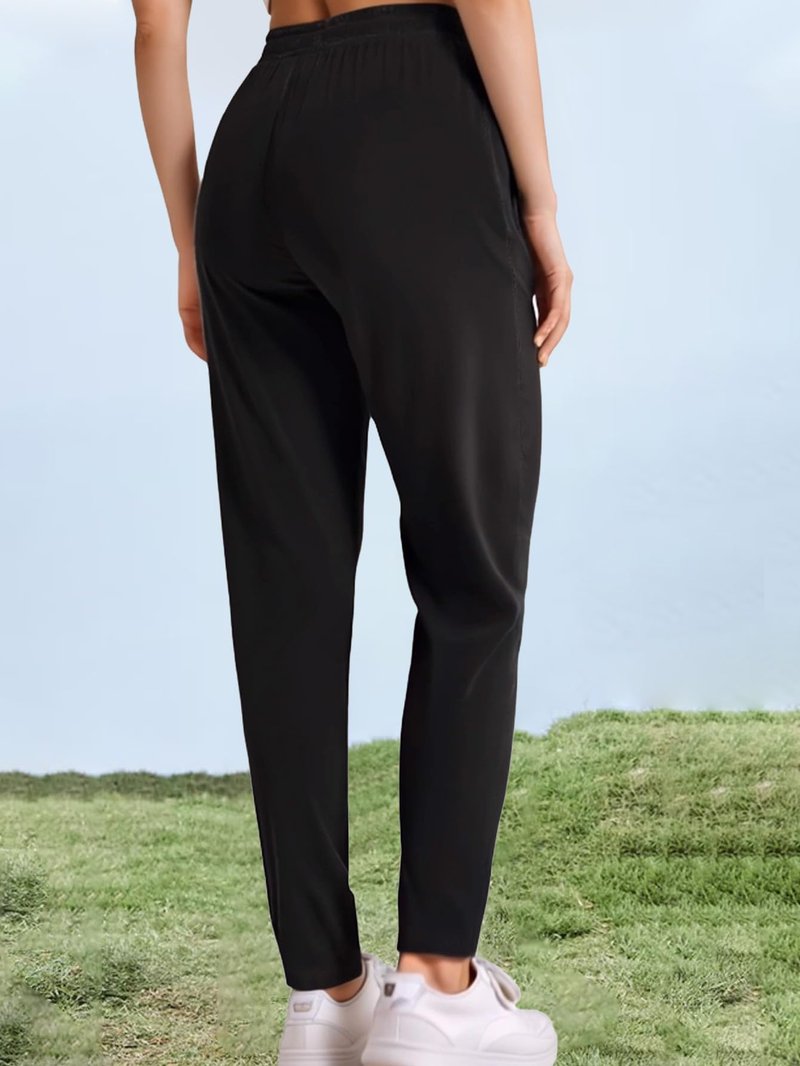Hidkat Women's Sports Jogging Pants with Zipper Pocket Women's Hiking Fitness Tracking Workout Pants Black