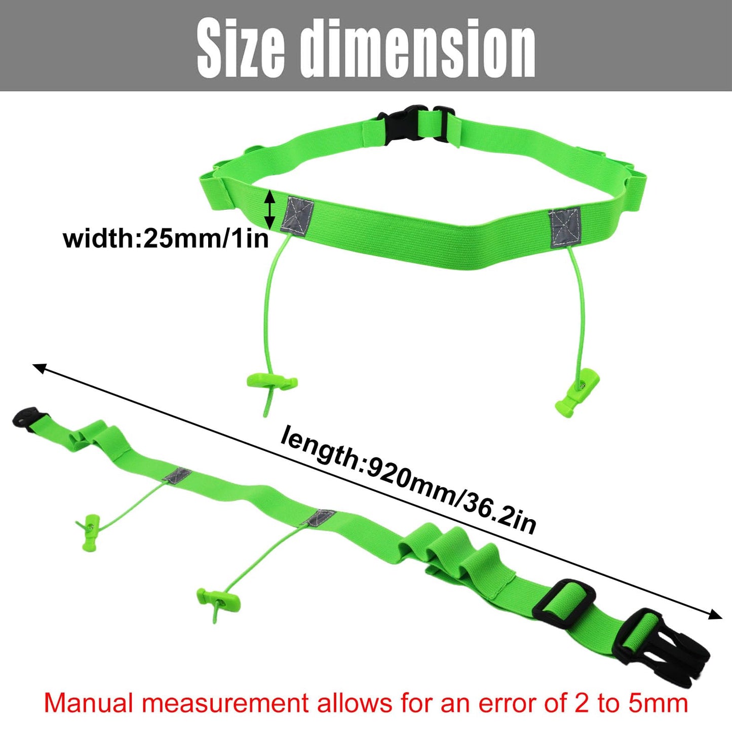 GDFYMI 2Pcs Race Number Belt Triathlon Race Belt Running Bib Belts with 6 Energy Gel Loops for Triathalon Marathon Running and Cycling (Black/Green)