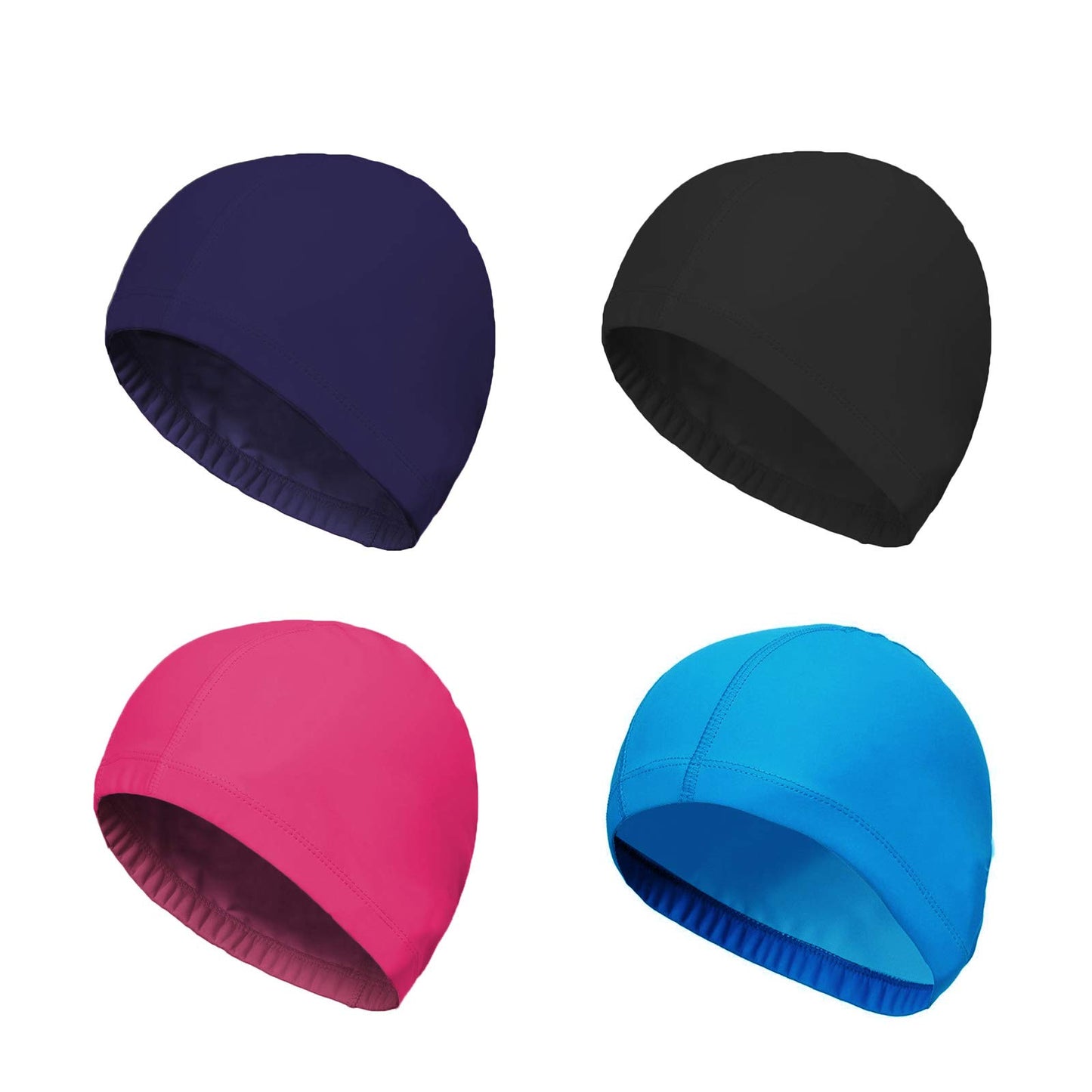 SUNTRADE 4-Pack Man Women Pure Color Nylon Spandex Fabric Swim Cap Swimming Cap Bathing Cap