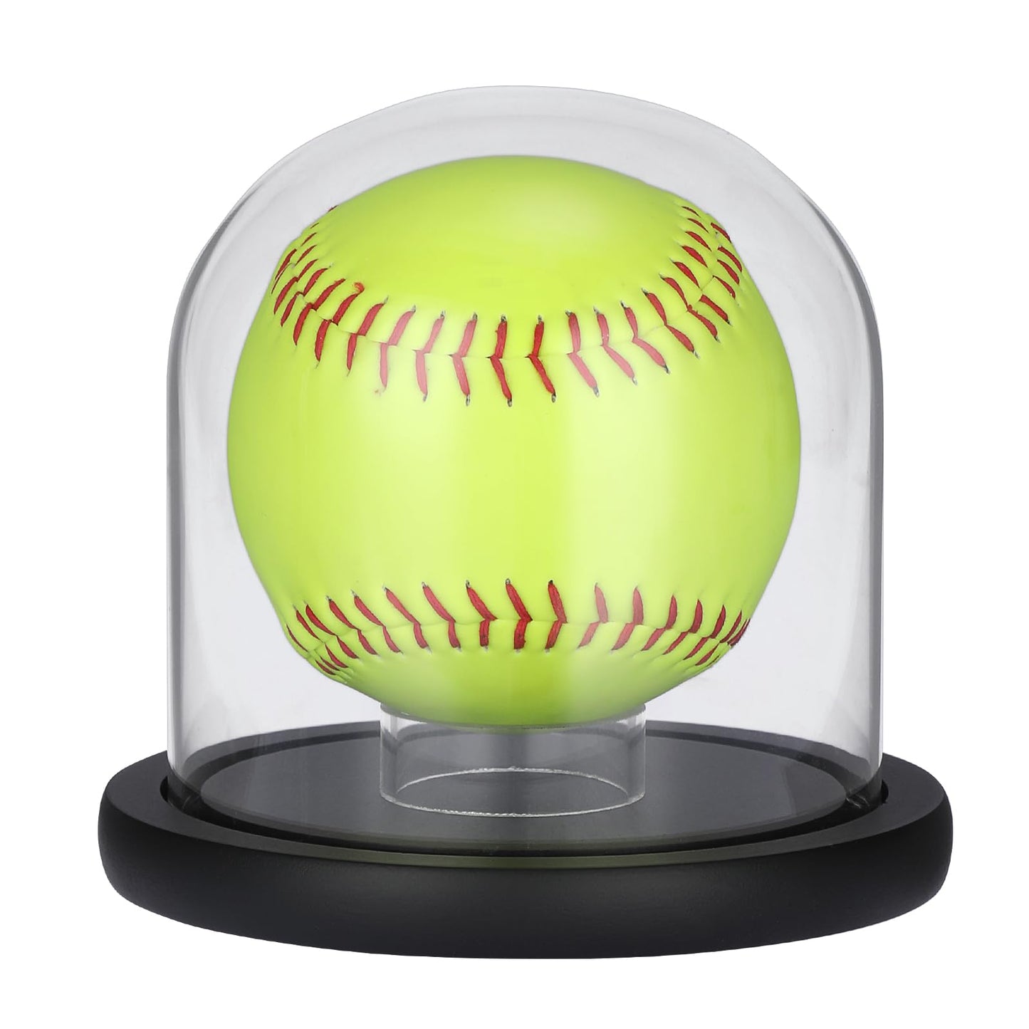 GUSHBIN Softball Display Stand Glass Ball Holder with Acrylic Stand Clear Round Baseball Holder Sport Collection Showcase Box for Tennis Pool Balls Golf Balls
