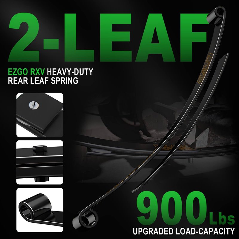 Cartalia Upgraded Heavy Duty Rear 2-Leaf Springs Kit for EZGO RXV 2008-Up Gas & Electric Golf Cart Suspension Replaces OEM 603498 604494, Includes Bushings, Sleeves & U-Bolts Rear Seat Load Support