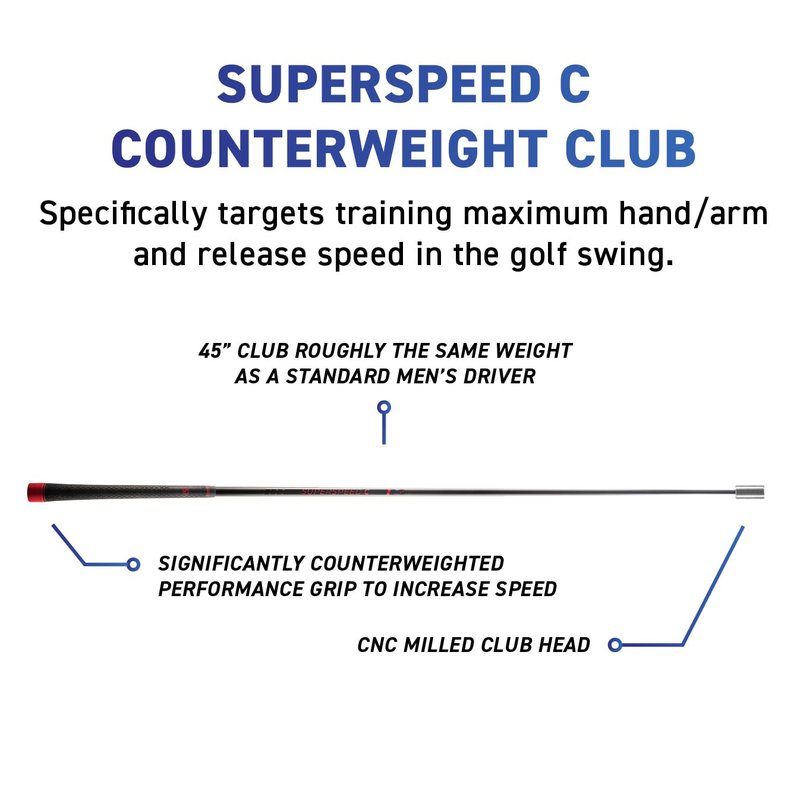 SuperSpeed Golf Counterweight Training Stick | Proven by Padraig Harrington | Increase Club Head Speed | One Club with Online Instructional Videos