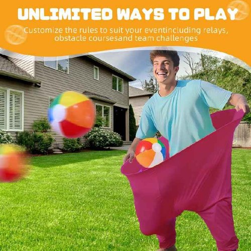 Granny Pants Yard Game Sets(2Pcs), Granny Pants Outdoor Games for Adults and Family, Party Field Day Games with 12 Bouncy Balls, More Balls for Backyard Park Beach (Blue)