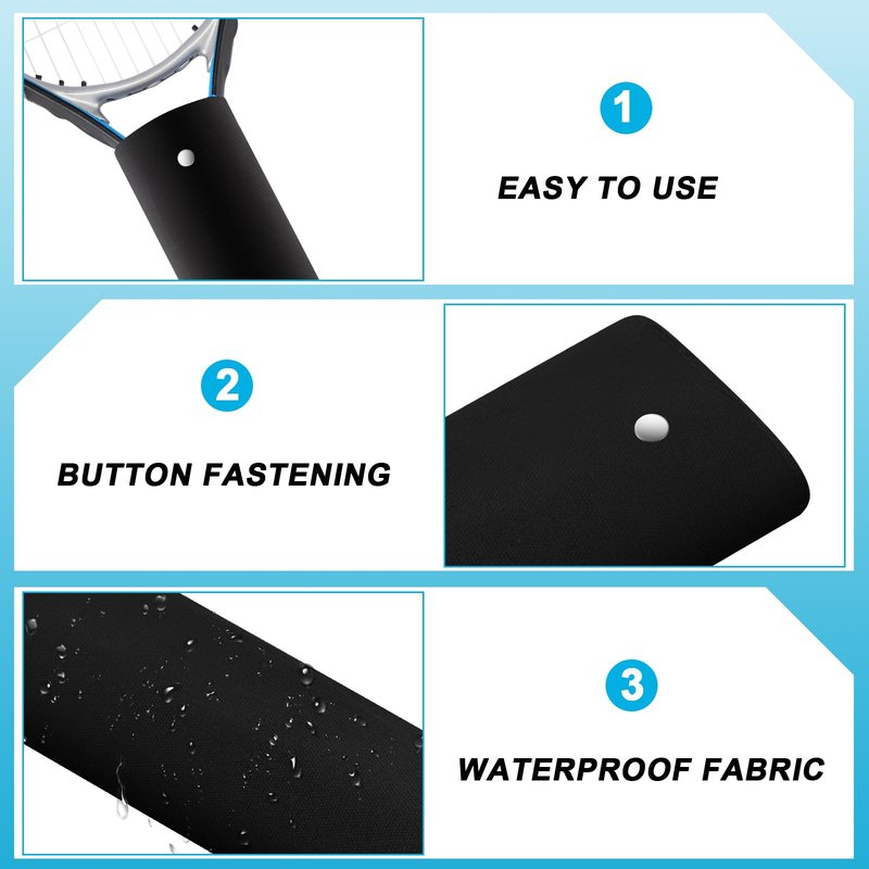 Blueweenly 4 Pcs Tennis Racket Handle Covers Black Tennis Racket Grip Cover Removable Protective Handle Wrap Non Slip Canvas Grip Protector for Active Players