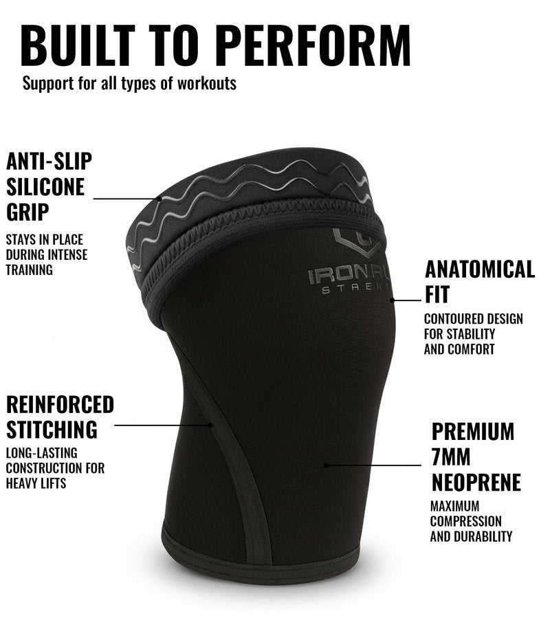 Iron Bull Strength Knee Sleeves 7mm (1 Pair) - Compression Brace & Knee Sleeve For Weightlifting, Powerlifting & Cross Training - Knee Support for Squats - Men & Women (Large)