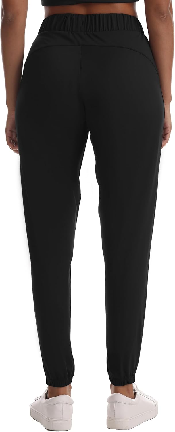 High-Stretch Women's Workout Joggers - Deep Zipper Pockets | Elastic Waist Yoga Pants for Running & Travel