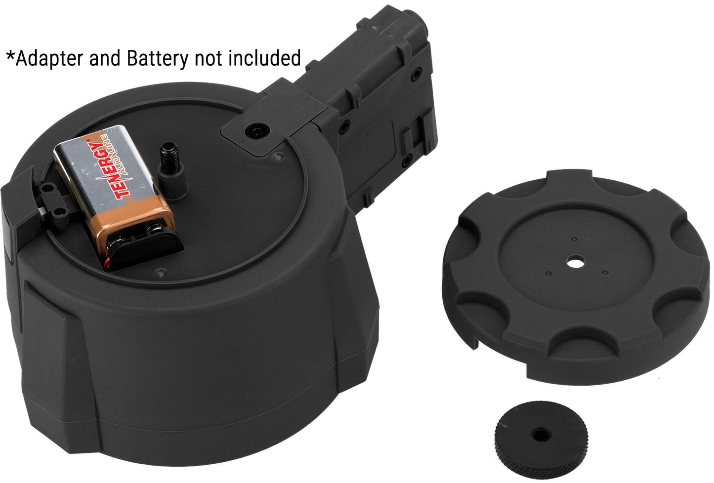 Evike Airsoft - Angel Custom 1500 Round Thunderstorm Electric Winding Drum Airsoft Mag (Model: Body Only/Black)