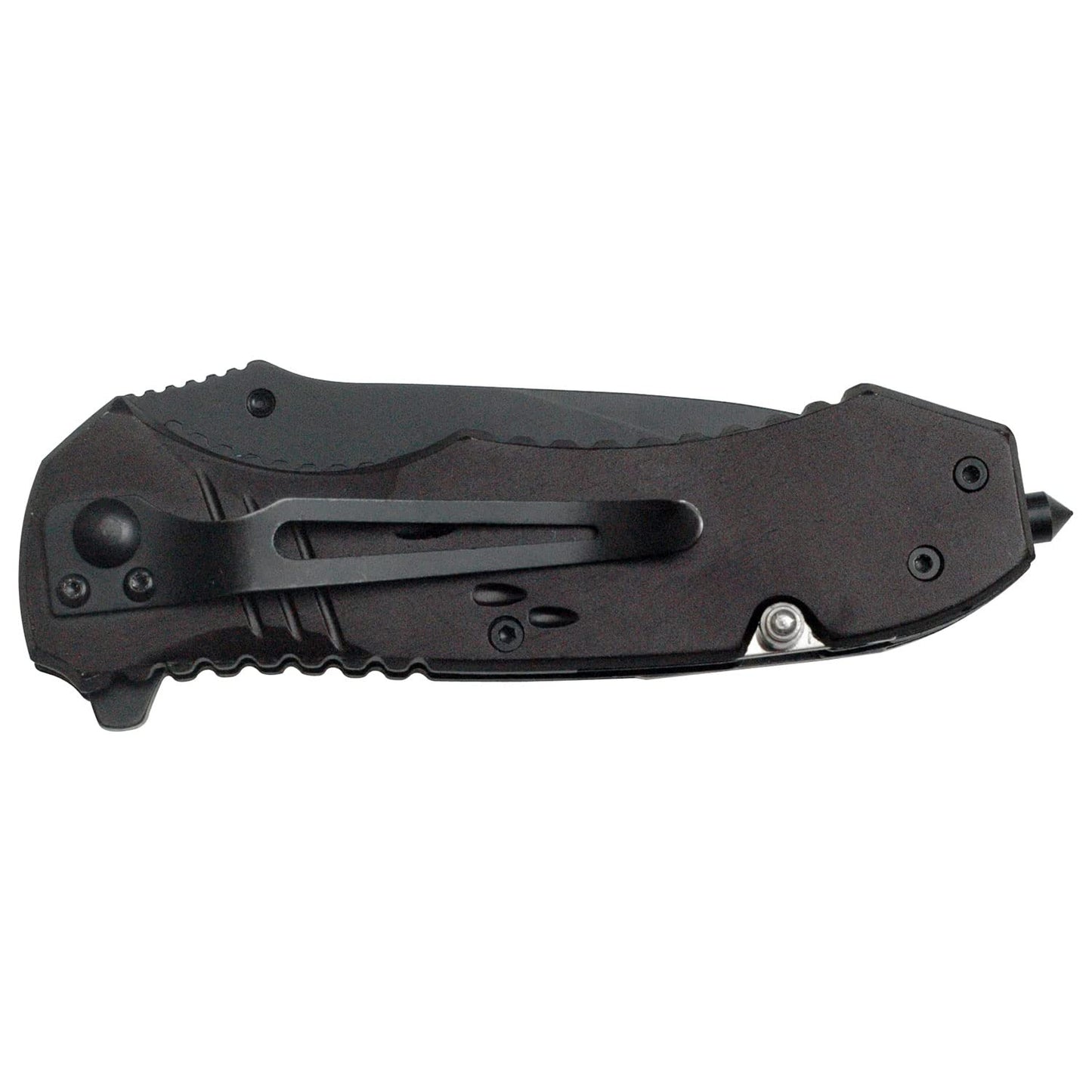 Tac-Force Folding Pocket Knife, 8-inch Total Length, Aluminum Handle with Wood Insert, 3.25-inch Drop Point Black Blade, Camping, EDC - TF-606WS