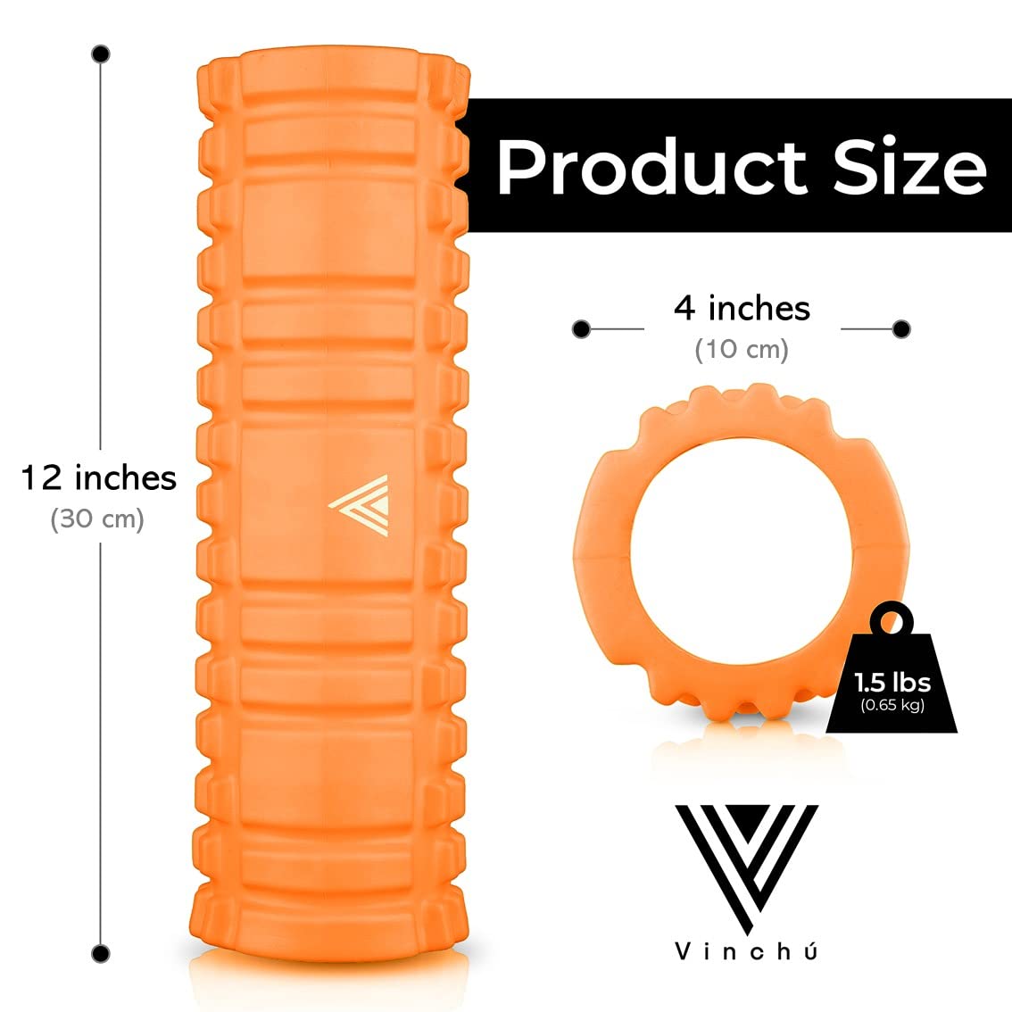 The Vinchu Foam Roller - Deep Tissue Massage Muscle Roller and Stretching Equipment for Sustainable Strength and Myofascial Trigger Point Release (Orange)