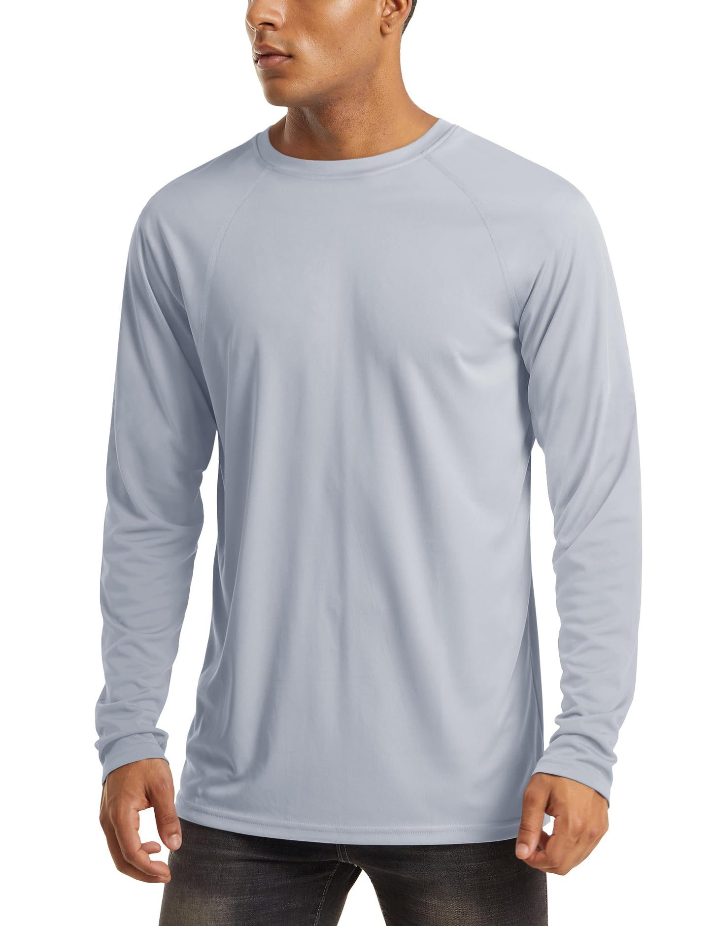 MAGCOMSEN Long Sleeve Shirts for Men Rash Guard Swim UV Sun Running Workout Rashguard Fishing Hiking UPF 50 Shirts Grey