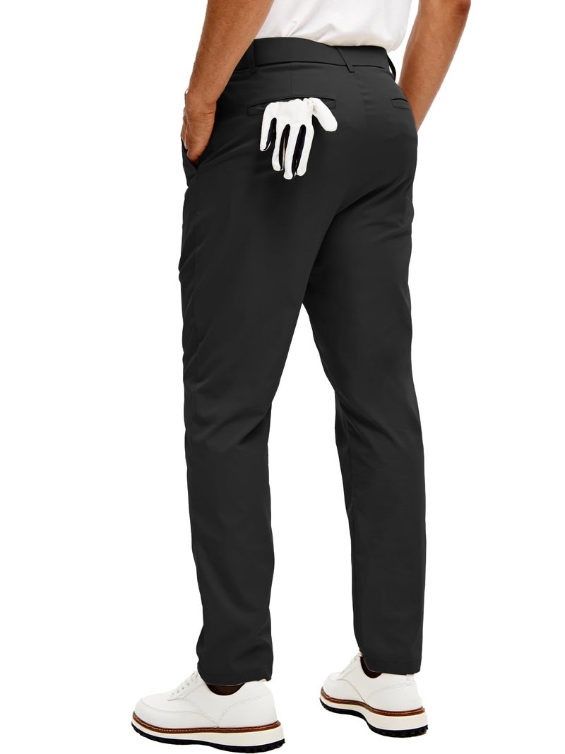 Comdecevis Golf Pants Men Slim Fit Mens Pants Casual 32 Inseam Stretch Quick Dry Wrinkle Free Lightweight Business Men's Fashion Slacks, Black, 34x32