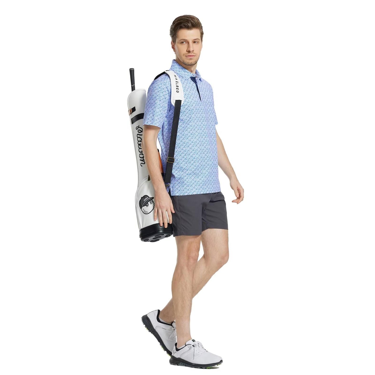 M MAELREG Golf Shirts for Men Dry Fit Print Patterns Performance Moisture Wicking Mens Polo Shirts Short Sleeve