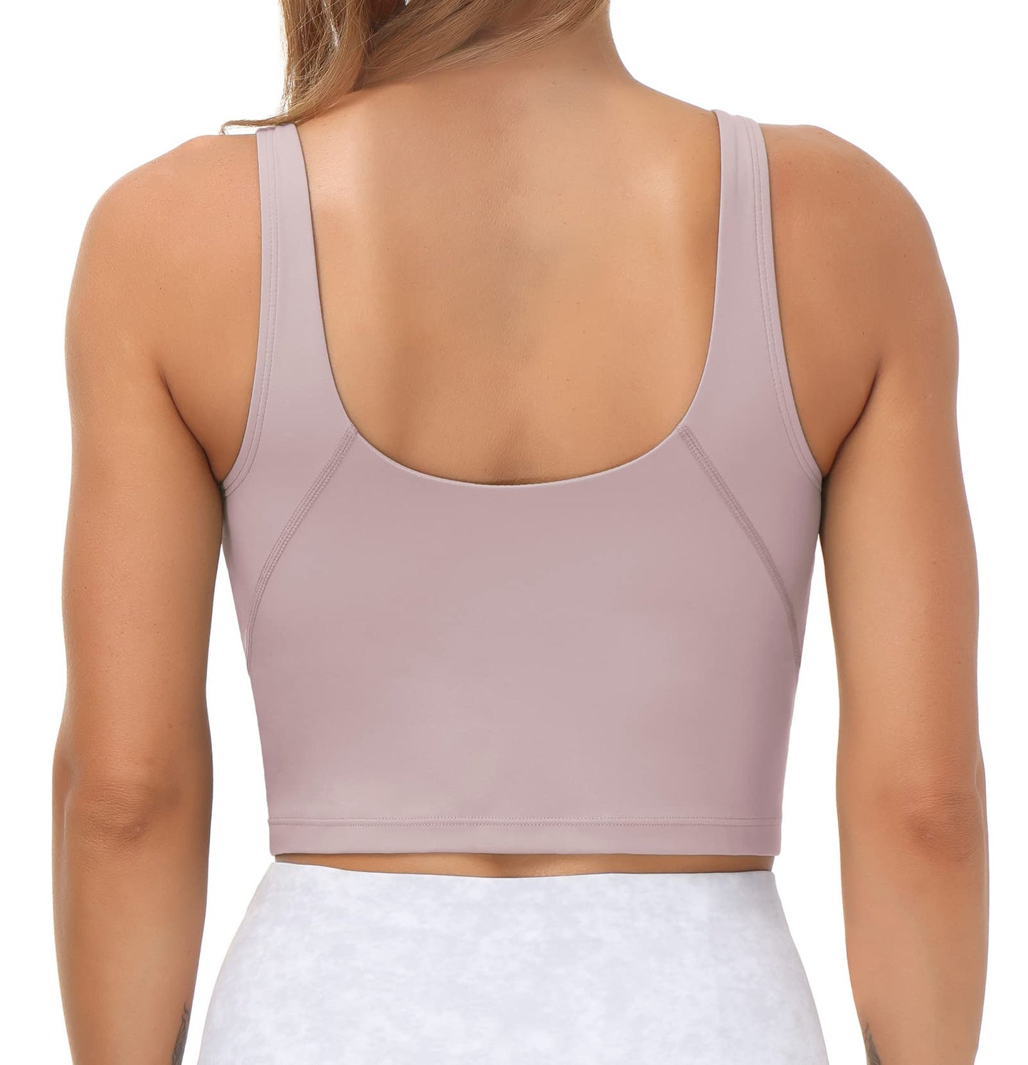 Women’s Longline Sports Bra Wirefree Padded Medium Support Yoga Bras Gym Running Workout Tank Tops(Light Purple, Small)