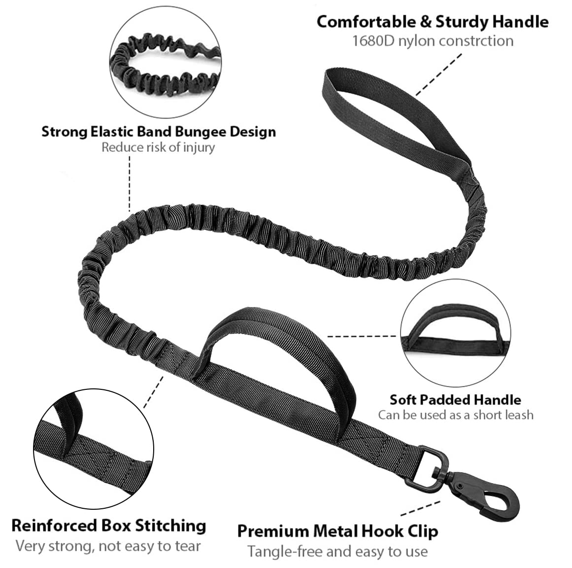 Tactical Dog Collar Military Adjustable Dog Collars Soft Nylon Training Collar with Patch Heavy Duty Metal Buckle Collars for Medium Large Dogs (Black-1, L)