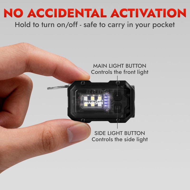 WARSUN Mini Keychain Flashlight 300 Lumens, 2-Pack – Rechargeable Magnetic EDC Cap Light, Clip-On Pocket Light with COB Wide Beam for Work, Camping, Dog Walking