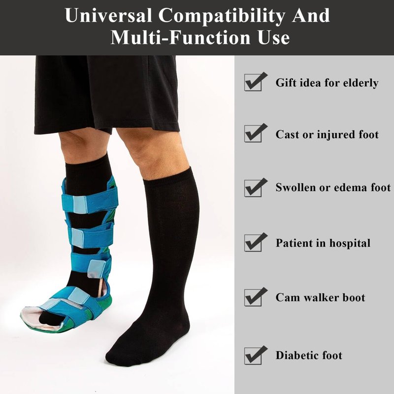 NCHEMDL Walking Boot Socks, 3 Pairs Tall Tube Sock Liners for Orthopedic Walker Brace, Fracture Cast Foot Cover, Knee High Socks for Cam Walker and Air Select Boots for Women Men (M/Black)