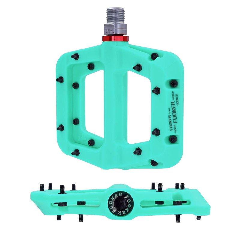 FOOKER MTB Pedals Mountain Bike Pedals 3 Bearing Non-Slip Lightweight Nylon Fiber Bicycle Platform Pedals for BMX MTB 9/16" (922-Green Needle Roller Bearing)