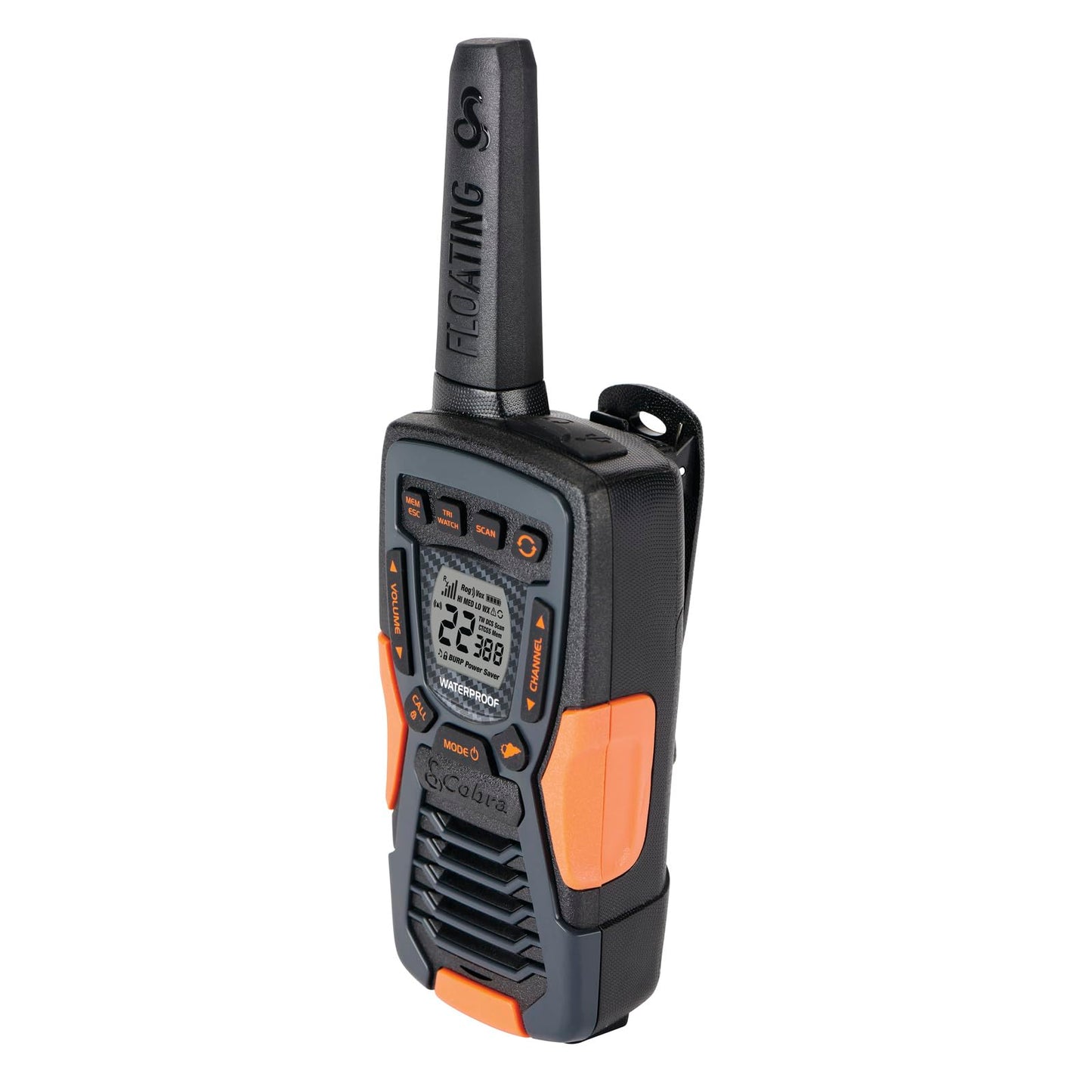 Cobra ACXT1037R FLT Floating Walkie Talkie - Waterproof, Rechargeable, Long Range up to 37-Mile Two Way Radio with NOAA Weather Alert & VOX, (1 Pack)