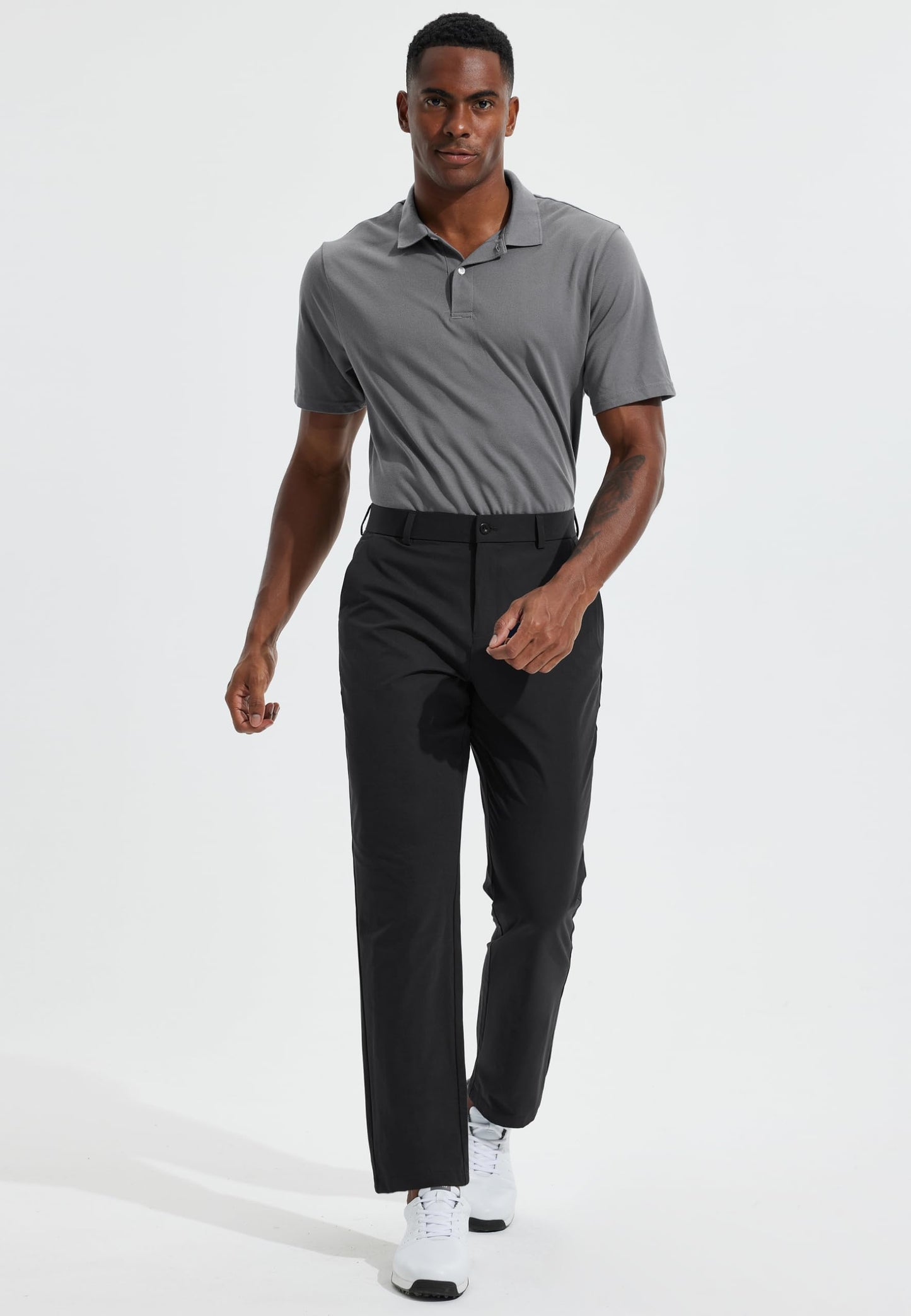 Men's Golf Pants 30" Quick Dry Lightweight Classic Fit Stretch Work Dress Business Casual Pants for Men Comfy Lounge Trousers with Pockets, Black, 32W x 30L