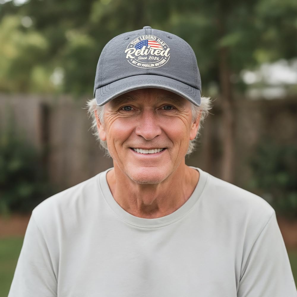 Retirement Gifts for Men 2026, Retired Hat for Men Women, Funny Retired Gifts Ideas, Cool Retirement Gift for Him Husband Boyfriend Dad Coworker, Adjustable Washed Cotton Retireds Baseball Caps Grey