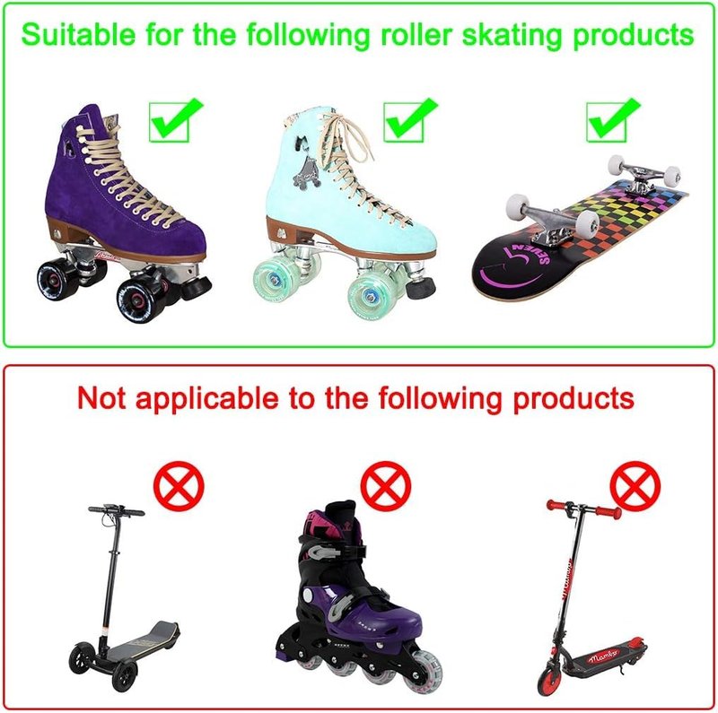 Tanzfrosch 8 Pack Roller Skate Wheels with Bearings Installed and 2 Toe Stoppers for Double Row Skating, Quad Skates and Skateboard Outdoor or Indoor Use, 32mm x 58mm 82A (Black)