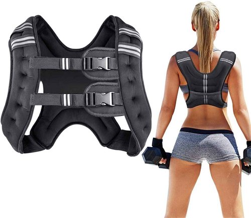 Prodigen Weighted Vest for Women and Men 30 Lbs with Reflective Stripe and Double Adjustable Buckle Straps Weight Vests for Strength Training, Jogging, Cardio, Weight Loss, Muscle Building, Black