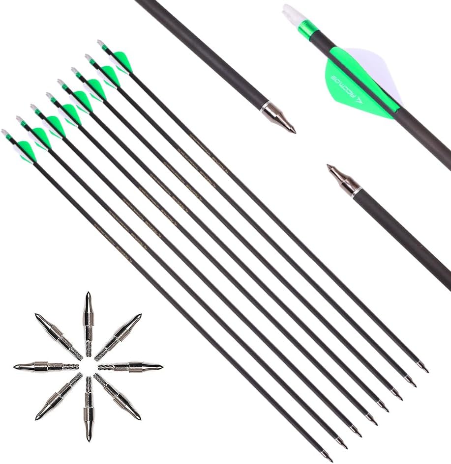 Custom Length Carbon Arrows - Spine 300-800 | Removable Tips & 2" Vane for Target Shooting