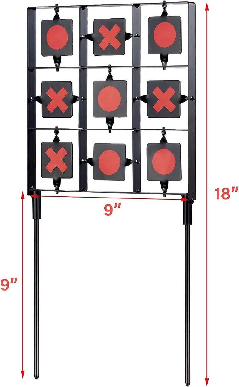 GearOZ Spinning Airsoft Target, 18"x9", Pellet Gun Targets, Air Rifle Targets, Tic-Tac-Toe Designed BB Gun Resetting Shooting Target Stand for Outdoor, Backyard